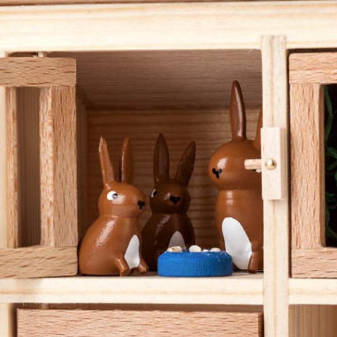 Easter Figurine Set - Rabbit Hutch with Bunnies (Large)